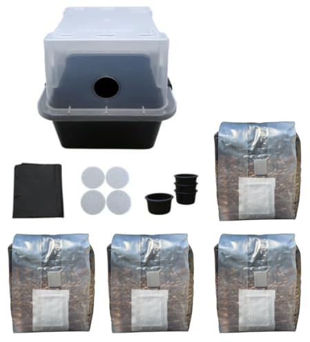 MonoTub Pilzzucht-Set, 4 Stück, All-in-One-Pilzzuchtbeutel und Einrohr-Fruchtbehälter