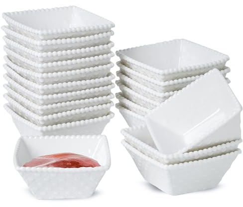 UIBFCWN 20 Pezzi Ciotole per Salsa, 60 ml Ciotole Aperitivo, Piatto per Salsa Di Soia Da Immersione Quadrata, Piattino per Salse, Spezie, Marmellata, 7 x 7 x 2,8 cm