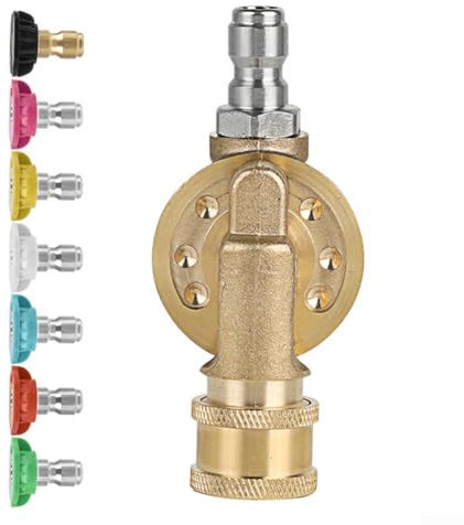 CWOQOCW Adaptateur de nettoyeur haute pression en laiton avec embouts de buse 7/5 à connexion rapide 6,35 mm pour nettoyeur électrique à gaz (joint pivotant + 7)