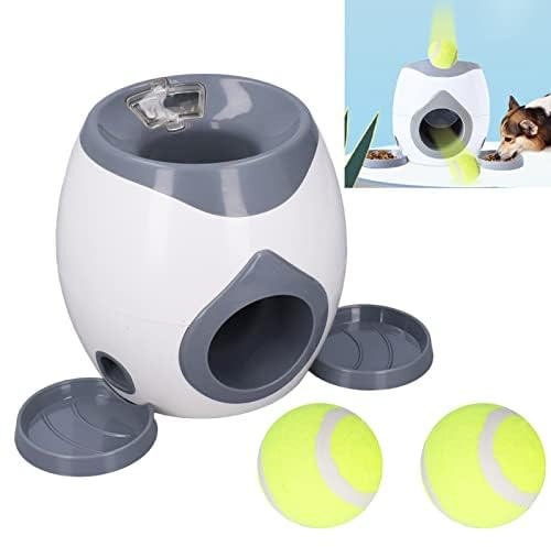 Lanzador de pelotas para perros, máquina de alimentación de pelotas de tenis para entrenamiento con 2 pelotas de tenis, juguete interactivo de alimentación para perros