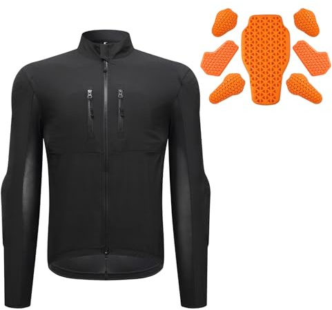 XYMCX Men's Mesh Motorcycle Jacket with CE Armor Padded Motorcycle Shirt Breathable Motorbike Gear Summer Riding Reflective Casual Protective Shirt for Motorcycle Racing,Black-L
