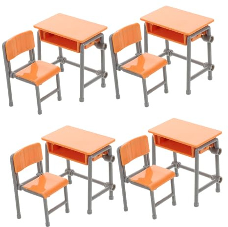 Alasum 4 Ensembles Miniature École Mobilier Bureau Chaise Décor Réaliste pour Maison Poupée Accessoires de Décoration