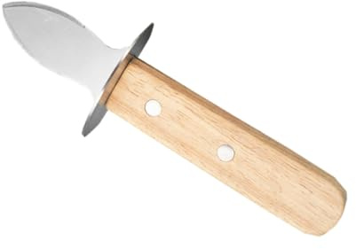 AUTSUPPL Abridor de Ostras Cómodo de Acero Inoxidable Cortador de Ostras con Mango de Madera para Abrir Mariscos en Bbq o Viaje