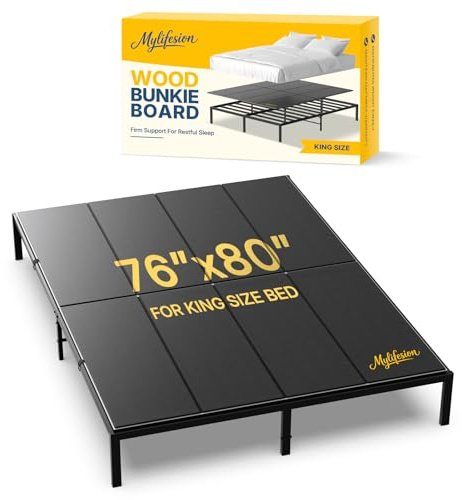 Bunkie Board King Size (76x80'') - Extra Sturdy Wood Bed Boards for Slatted Metal Frame, Sleeper Sofa Support Board to Stop Sagging Mattress, Breathable, Quiet, Anti-Slip and Moisture-Resistant