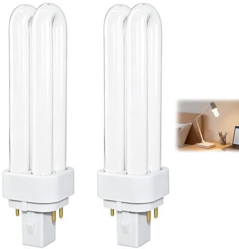 Snugcore 13W G24q-1 4 Pin Light Bulbs, Energy Saving Compact Fluorescent Lamp, 2U Shape CFL Bulb, Non-Dimmable, Ideal for Bathroom, Kitchen, Corridor, 2pcs