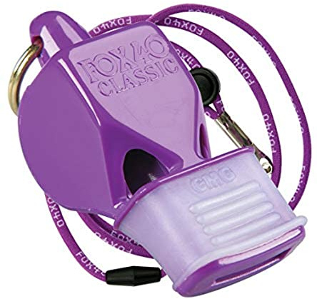Fox 40 Classic CMG Pealess Safety Whistle, 115 dB, Purple, Lanyard