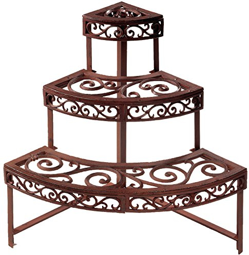 Plante escalier Fleur escalier Présentoir à gâteaux rond Fonte Fleurs 1/4