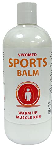 Vivomed Sports Massage Balm – Warming Muscle Heat Up Rub for Pre-Exercise Relief & Recovery | Arnica & Helianthus Oil Lotion | 500ml Warm Up Cream for Joint Pain, Muscle Aches, Injury Prevention