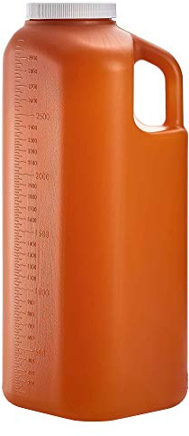Large Male Urinal with Leak Proof Screw Cap Lid (3000 mL or 101 oz.) (Amber Color)