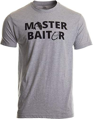 Ann Arbor T-shirt Co. Masterbaiter | Funny Fishing Fisherman Fish Master Baiter Dad Grandpa Joke T-Shirt-(Adult,M) Sport Grey