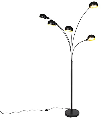 Qazqa - Design Stehleuchte I Stehlampe I Standleuchte I Lampe I Leuchte schwarz 5-Licht - Sixties I Wohnzimmer - Stahl Länglich - LED geeignet E14