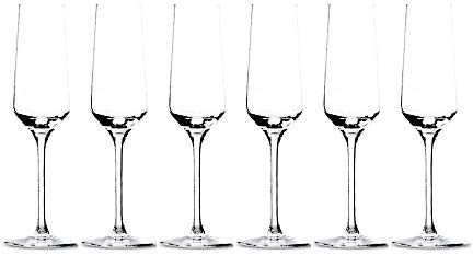summa - Juego de Copas de Champán. Set 6 unidades. 200ml/20cl | Cristal, alta transparencia y borde fino | Uso en casa, restaurante y fiestas |