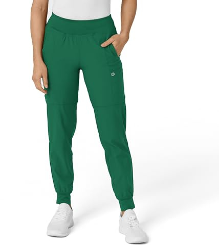 Wink W123 Women's Comfort Waist Cargo Jogger Scrub Pant with 8 Pockets, Hunter, Medium
