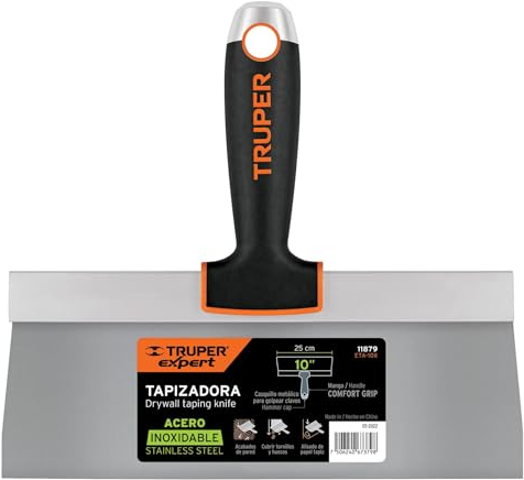 Truper Expert Espátula de Tapizar, 10, Acero Inoxidable, Mango de Plástico o Caucho