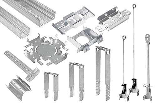 HEXIM UD CD Trockenbauprofile & Zubehör - Direktabhänger Rigips Decke Unterkonstruktion (50 Direktabhänger 150mm) Trockenbau Deckenprofil Decken