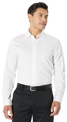 Amazon Essentials Camicia da Uomo a Maniche Lunghe Elasticizzata Regular Fit, Bianco, XXL