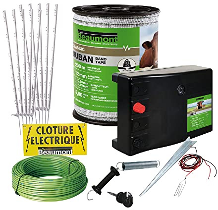 BEAUMONT – Kit de valla antifuga para perro con estación eléctrica para enchufar – 9500 voltios – Fácil de instalar – delimitación y seguridad de la propiedad (perros de pelo largo)