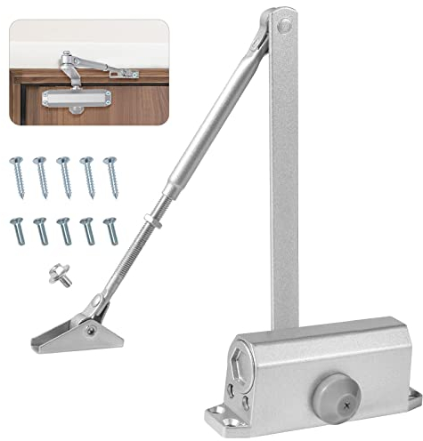 Vinabo Ferme-Porte Automatique Hydraulique en Alliage d'Aluminium, Groom Fermeture Porte à Ressort Réglable pour Porte de 15-45kg, Usage Commercial et Résidentiel