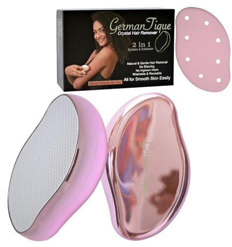 Germantique Crystal Hair Eraser,Natural Crystal Hair Remover,Reusable Painless Nano Glass Hair Removal Device Without Shaver,Gentle Crystal Epilator and Exfoliator for Soft Silky Skin(Light Pink)