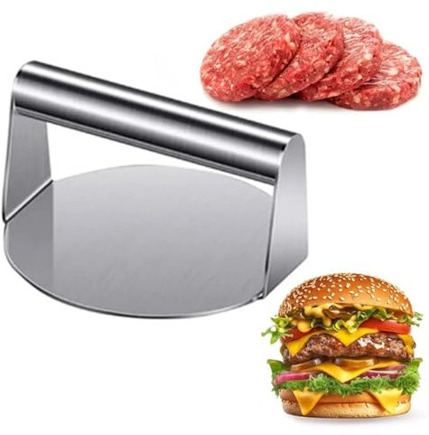 Anicy Smash Burger - Presse Steak Haché, Presse à Hamburger Ronde en Acier Inoxydable de 14,7 cm pour Barbecue Plat et Graisse à Presser, Facile à Nettoyer
