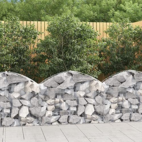 Rantry Arched Gabion Basket 100x30x60/80 cm Galvanised Iron, Gabion Basket Cage, Mesh Wire Stone Basket, Outdoor Spiral Retaining Wall, Garden Planter