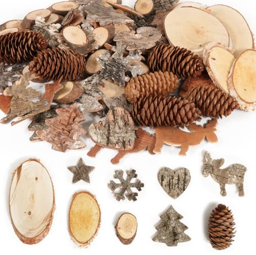 BOFUNX 71pcs Pigne Natalizie Accessori Ghirlanda di Natale Potpourri di Natale Pigne di Abete Decorazioni Natalizie Artigianali per Corona dell'Avvento Albero di Natale Fai da Te