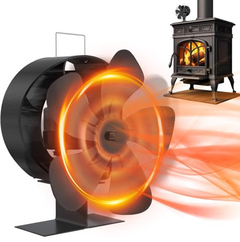 LZQ Ventilatore per forno e camino, ventilatore senza alimentazione 5 fogli, rotazione 60°, per legno/caminetto