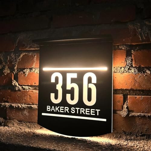 Letrero solar personalizado para exteriores con iluminación LED, acrílico cortado con láser, números de casa personalizados para exteriores