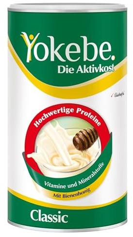 Yokebe Classic - Diätshake zum Abnehmen - glutenfrei und vegetarisch - Mahlzeitersatz zur Gewichtsabnahme mit hochwertigen Proteinen - 500 g = 12 Portionen