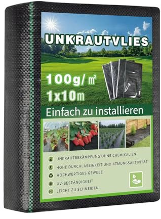 Beutrain Unkrautvlies 100 g/m² – UV-beständige Unkrautfolie 10m² (1m x10m) für Garten, Hochbeet & Wege | Reißfestes Gewebe mit Anti-Repousse-Effekt – Dauerhafter Schutz gegen Wildwuch