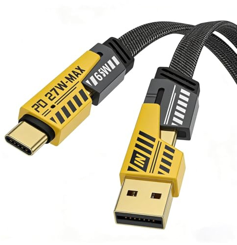 NOHON Multi Cavo Ricarica 4 in 1 [1.2M] Multiplo Cavo USB Type-C Nylon Universale Cavetto con USB A/USB Tipo C a 65W USB C+ 27W PD Cavo Dati Filo Compatibile con iPhone 17/16/15 Samsung S26/S25/S24