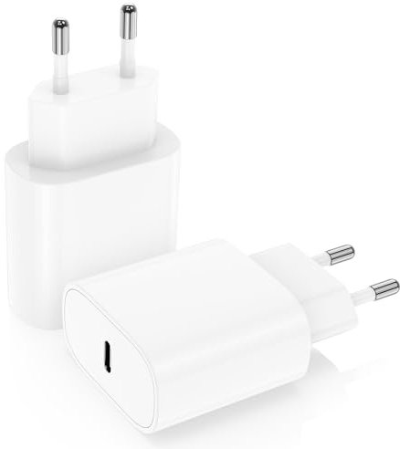 DGVERS Chargeur USB-C, 2 Pack 20W Secteur Rapide pour for iPhone16/15/15/14/13/12/11/SE/XS/XR/8, iPad Air 5/4,iPad Pro, Galaxy, Pixel, Type C Mural Alimentation Adaptateur Trefard