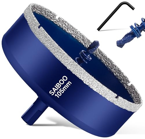 Diamanthålsåg 105mm med Centrumborr Diamant Hålsågar Kakelborr Hårdlödd Diamantkärnborr Glasborr med Diamantbeläggning Kolstål Diamantborr för Kakel Kvartsit Marmor Kalksten