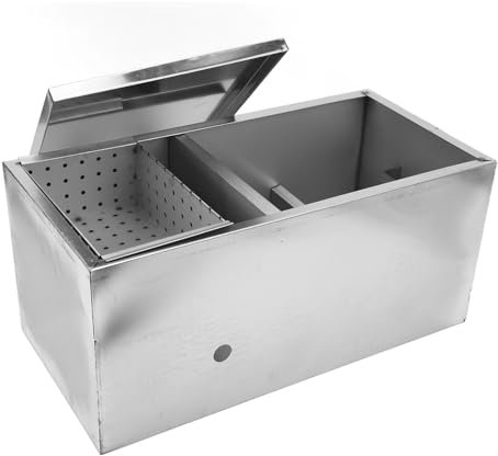 BRRNOO Bac à Graisse Commercial, Intercepteur de Graisse en Acier Inoxydable, Séparateur D'eau et D'huile Sous évier, pour Ustensiles de Cuisine de Restaurant et de Maison