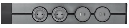 MASTERLED [Garantía Europea] Carril Enchufe Pared, hasta 7 Tomas, Regleta Lineal, raíl Modular, conexión Deslizante, Riel eléctrico, Power Strip, 50cm (2 schuko + 2 USB)