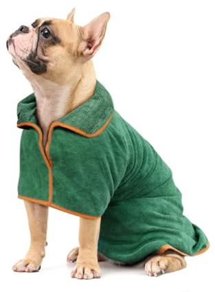 Adiwo Accappatoio per Cani in Microfibra, Super Assorbente, Accappatoio per Cani con Fibbia Adesiva Regolabile per Animali Domestici per Dopo Bagno, in Spiaggia o Dopo la Pioggia (S)