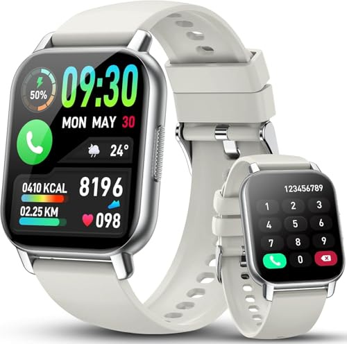 Smart Watch for Men Women Answer Dial Call, 1.91 Bluetooth 5.4 Smartwatch with Heart Rate Sleep Monitor, 112+ Sports Modes Fitness Tracker, IP68 Waterproof Activity Watches for Android iOS. White