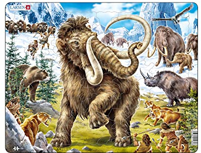 Larsen FH27 Mammuts in prähistorischen Zeiten gejagt Jigsaw Puzzle für Kinder im Alter von 4-12 Jahren - 64 Teile Puzzle |Fun Puzzle | Rahmenpuzzles | Hergestellt in Norwegen