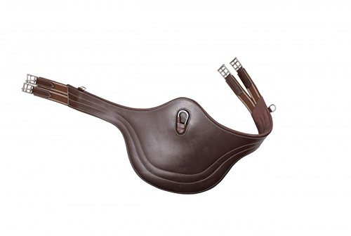 QHP Sattelgurt Springschutz Stollenschutzgurt Leder Ziernähte div. Größen (125 cm, Dunkelbraun)