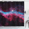 ABAKUHAUS Weltraum Duschvorhang, Weltraum spielt Galaxy, Stoffliches Gewebe Badezimmerdekorationsset mit Haken, 175 x 180 cm, Magenta und Schwarz