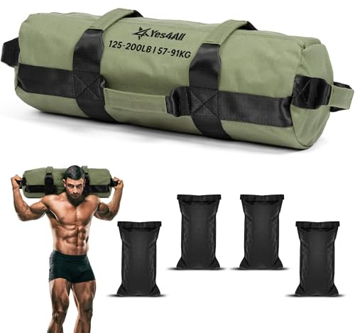Yes4All Workout-Sandsäcke, robuste Sandsäcke für Fitness, Konditionierung, MMA & Kampfsport, armeegrün (Army Green), XL