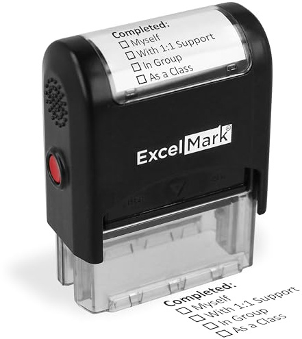 ExcelMark Rectangular Completed Teacher Stamp Self Inking - Black Ink (A2359)