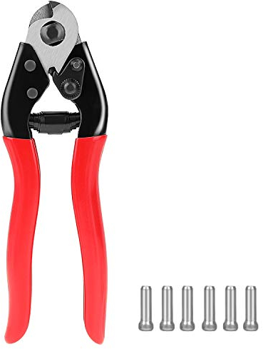 QKURT Coupe-câble de vélo, Outil de réparation de câble de Levier de Frein de vélo + 6 pièces Embouts de Capuchon de câble de Frein de vélo comme Cadeau pour câble et boîtier de vélo
