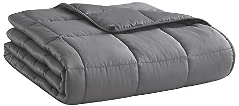 Couverture lestée épaisse, confortable, rafraîchissante et respirante en microfibre - avec perles de verre - pour adultes et pour toutes saisons - pour lit Queen-size (152 x 203 cm, 9 kg) - gris foncé