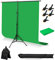 Greenscreen Hintergrund mit Ständer,1.5 x 2 m Greenscreen mit 2 x 2M Verstellbarer Fotografie Hintergrund Ständer,5 Klemmen und Sandsack für Streaming-Gaming-Fotoshooting Produkt Video Fotografie