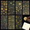 7 Pcs Scrapbooking Stickers Doré Autocollants Lettres PVC Papier Deco Autocollant Sticker Fleur Autocollants Décoratifs Stickers Aesthetic Vintage pour DIY Journal Album Photo-Chat Plante Feuille