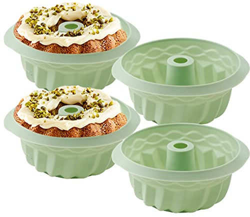 2Pcs Silicone Bunte Cake Mold, Oven Roasting Baking Mini Fluted Tube Cake Mold-5 Inch