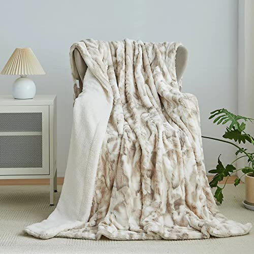 Wajade Couverture Plaid Polaire Canape Super Chaude, Marbre Fausse Fourrure Haute Qualité, Poil Douce, Ultra Duveteuse et Confortable,160 x 200 cm