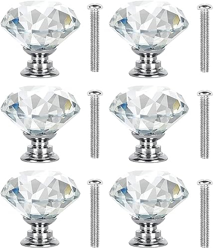 Bztzhm Poignet Armoire Cristal, Diamant En Verre Cristal Clair, Bouton De Meuble, Bouton De Porte De Placard, Boutons De Meubles En Verre, Boutons De Porte Pour Armoires Placards, PoignéEs De Tiroir