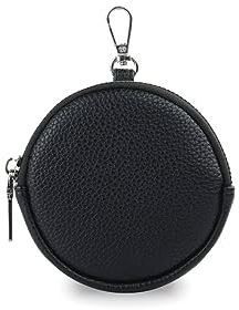 stylx Fashion You Want Damen Münzbörse aus echtes Leder, kleine Geldbörse mit Reißverschluss, Mini Portemonnaie Coin Pocket für Frauen Mädchen Kinder (schwarz)